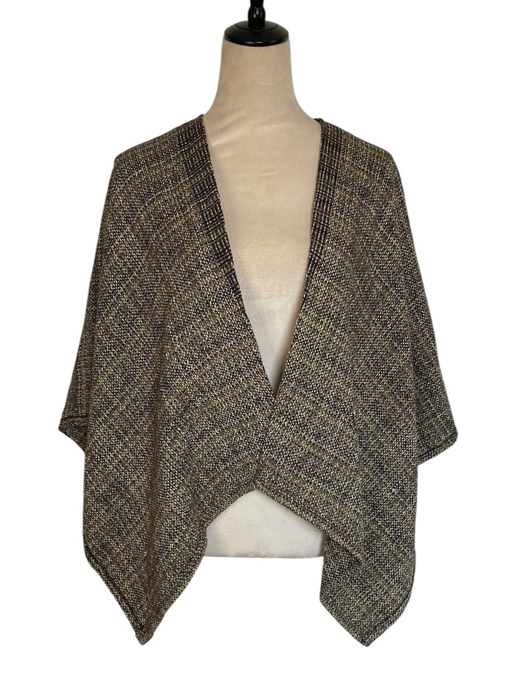 Jesamie Handwoven Open Front Ruana Poncho Wrap Boho Earth Tone Artisan OS
